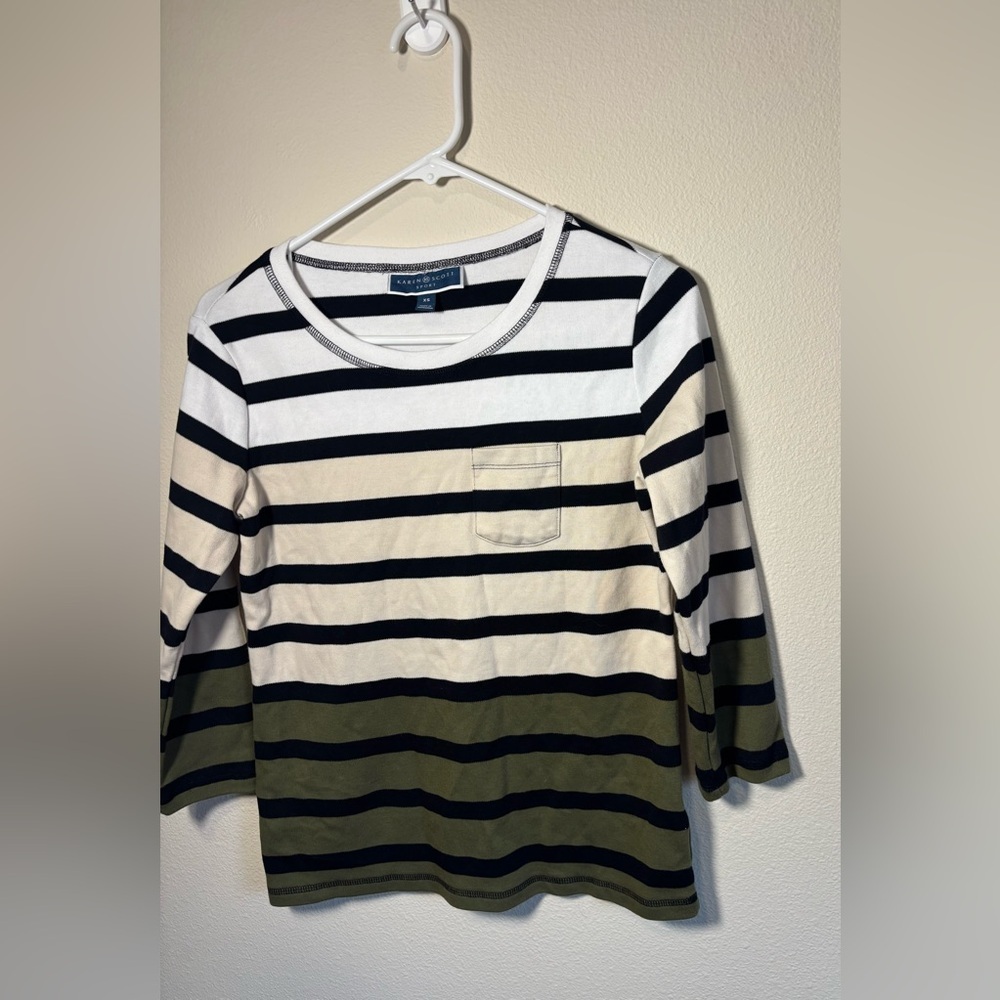 KAREN scott sport striped 3/4-Sleeve top